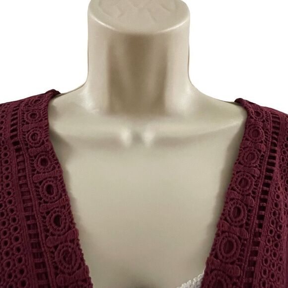 Torrid ~ Burgundy lace up Blouse ~ size 0 (12/L) - Picture 5 of 9